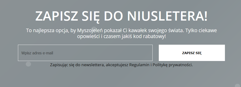 Przykład CTA ze strony myszojelen-sklep.pl